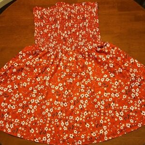 Adorable Orange Floral Mini Dress
